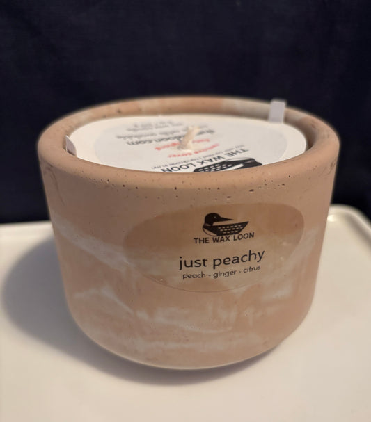 SALE - Cement jar candle JUST PEACHY tan swirl