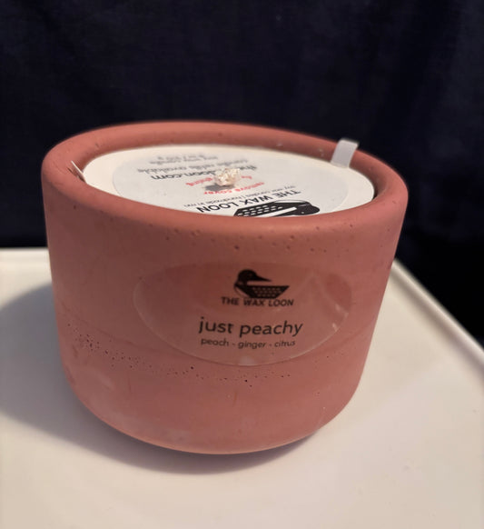 SALE - Cement jar candle JUST PEACHY red